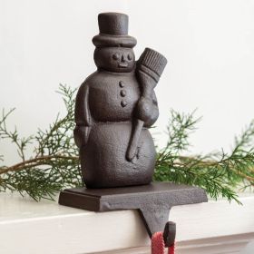 Snowman Stocking Holder - Durable Cast Iron Christmas Decor