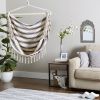 Fringed Blue & Cream Ticking Stripe Hammock Chair