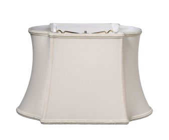 Fancy Oblong Softback Lampshade with Washer Fitter, Cream Color Natural Fabric Lampshade for Table Lamps