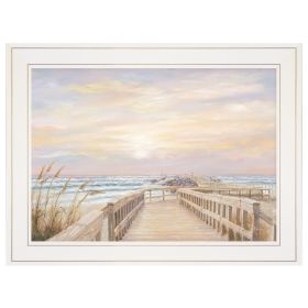 "Ponce Inlet Jetty Sunrise" by Georgia Janisse, Ready to Hang Framed Print, White Frame