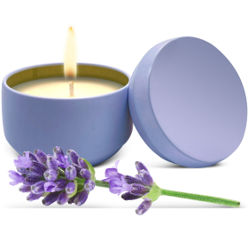 Soy Wax Candle in Tin Jar Lavender Scented Candle Handmade in USA Natural Safe by Relaxcation 6 oz