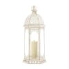 Large Graceful Distressed White Lantern