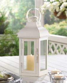 Medium White Gable Lantern - Decorative Indoor/Outdoor Lighting Fixture