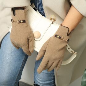 Womens Winter Warm Gloves With Sensitive Touch Screen Texting Fingers; Fleece Lined Windproof Gloves (Color: Khaki)