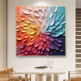 Hand Painted Original Textured Flower Oil Painting On Canvas Large Wall Art Abstract Minimalist Art Custom Painting Colorful Wall Art Decor Living Roo (style: 01, size: 60x60cm)