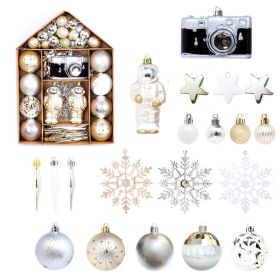 Christmas Tree Ornaments, 70 PC Shatterproof Plastic Christmas Ball Ornaments (Color: gold silver)