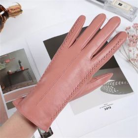 Winter PU Leather Gloves for Women, Warm Touchscreen Texting Driving Gloves (Color: Pink)