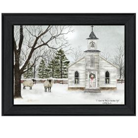 Trendy Decor 4U "I Heard the Bells on Christmas" Framed Wall Art, Modern Home Decor Framed Print for Living Room (Color: as Pic)