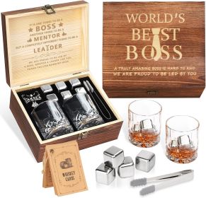 Stainless Steel Whiskey Glasses Stones Set (Color: To Boss)